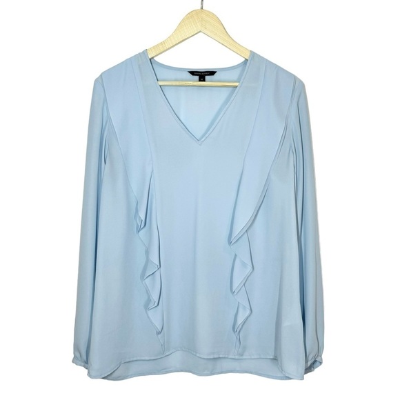 Banana Republic V-Neck Ruffle Blouse with Balloon Long Sleeve Medium - Picture 1 of 7